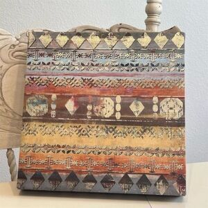 Bohemian Ethnic Geometric Wall Art Canvas Print 12"x12" Square Medium